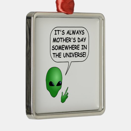 Alien Muttertag Silbernes Ornament (Rechts)