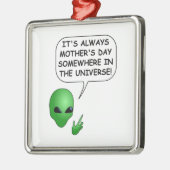 Alien Muttertag Silbernes Ornament (Links)