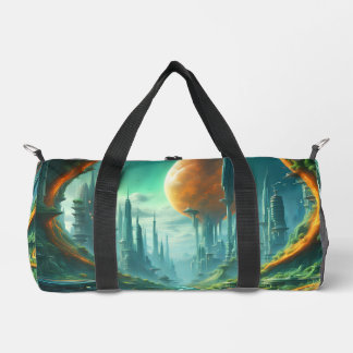 Alien Nature & Futuristic City Surreal Sci-Fi Kuns Duffle Bag