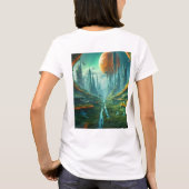 Alien Nature & Futuristic City Surreal Sci-Fi Kuns T-Shirt (Rückseite)