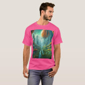 Alien Nature & Futuristic City Surreal Sci-Fi Kuns T-Shirt (Vorne ganz)