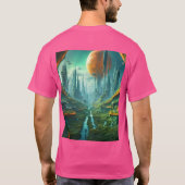 Alien Nature & Futuristic City Surreal Sci-Fi Kuns T-Shirt (Rückseite)