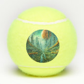 Alien Nature & Futuristic City Surreal Sci-Fi Kuns Tennisbälle (Rückseite)