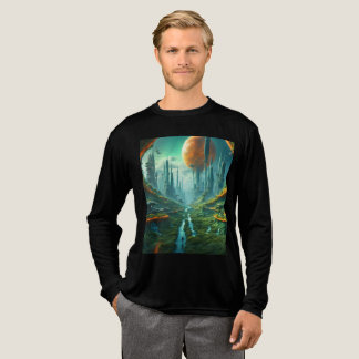 Alien Nature & Futuristic City Surreal Sci-Fi Kuns Tri-Blend Shirt