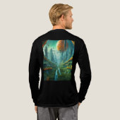 Alien Nature & Futuristic City Surreal Sci-Fi Kuns Tri-Blend Shirt (Voller Rücken)