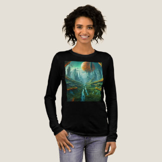 Alien Nature & Futuristic City Surreal Sci-Fi Kuns Tri-Blend Shirt