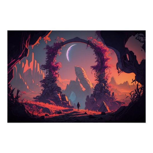 Alien Neon Landscape Poster (Vorderseite)