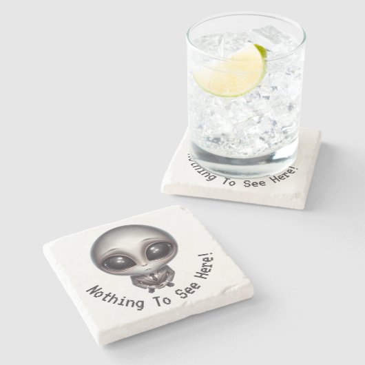 Alien - Nichts zu sehen hier! Steinuntersetzer (Seitenansicht)