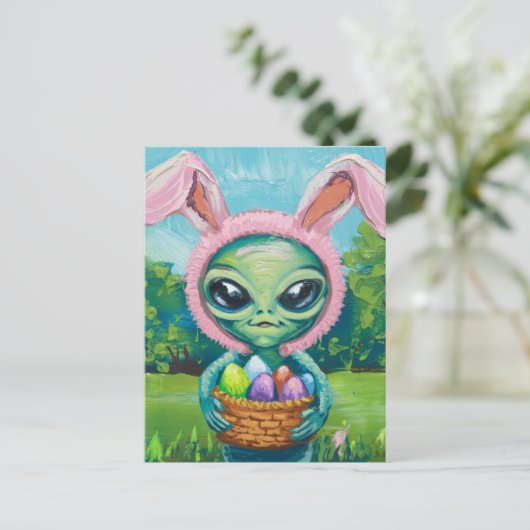 Alien Oaster Bunny Postkarte (Stehend Vorderseite)
