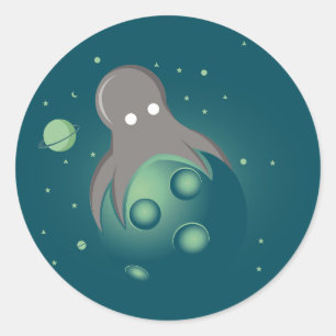 Alien Octopus Runder Aufkleber