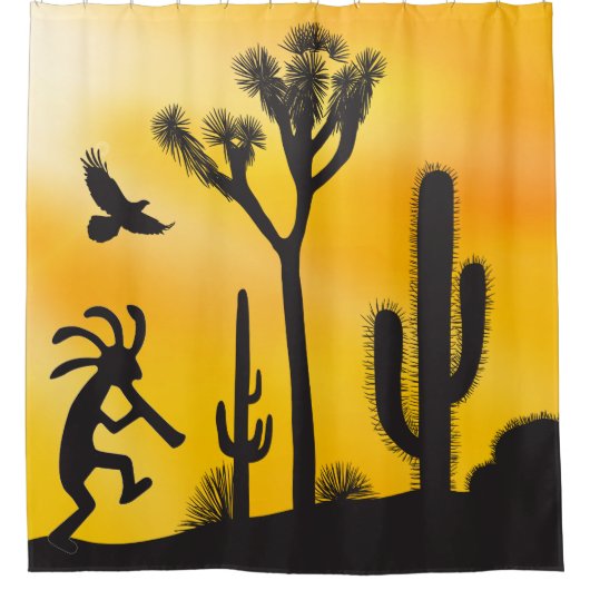 Alien oder Lebensform Wüste Kokopelli Duschvorhang (Vorderseite)