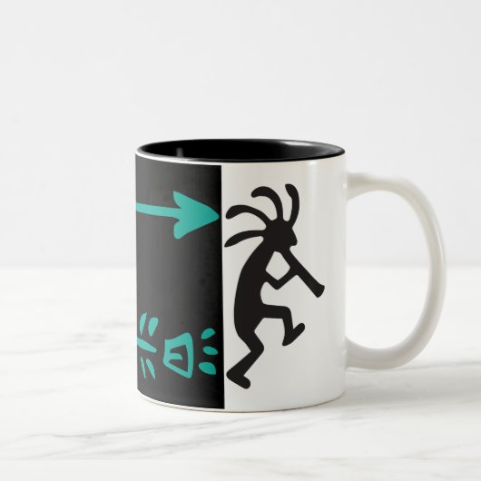 Alien oder Lebensform Wüste Kokopelli Zwei-Tone-Ka Zweifarbige Tasse (Rechts)