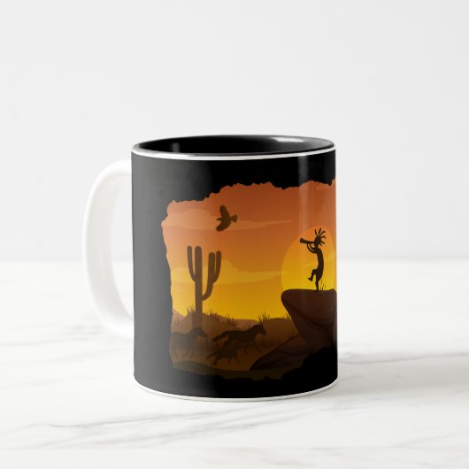 Alien or Human Kokopelli Two-Tone Coffee Mug Zweifarbige Tasse (Vorderseite Links)
