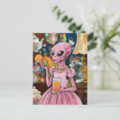 Alien Orange Juice in der Stadt Postkarte (Stehend Vorderseite)