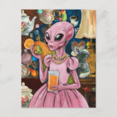 Alien Orange Juice in der Stadt Postkarte (Vorderseite)