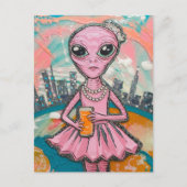 Alien Orange Juice in der Stadt Postkarte (Vorderseite)