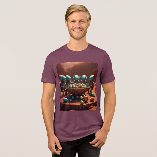 Alien Osterei Party Tri-Blend Shirt (Vorderseite voll)