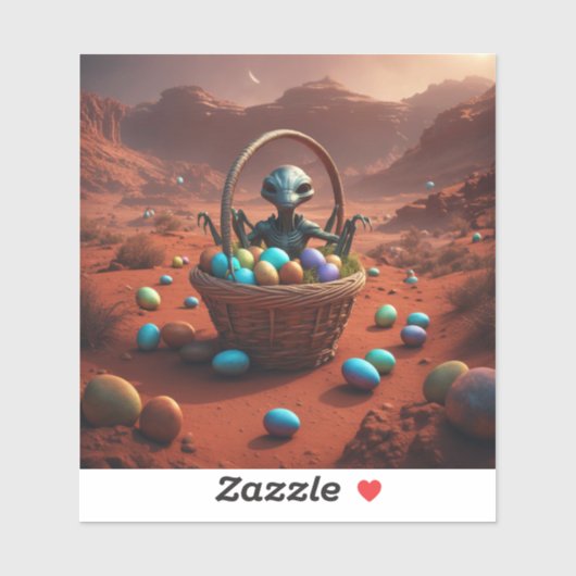 Alien Osterkorb Aufkleber (Blatt)