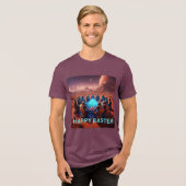 Alien Osterkorb und Eier Tri-Blend Shirt (Vorderseite voll)