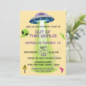 Alien Out of the World Any Age Birthday Einladung (Stehend Vorderseite)