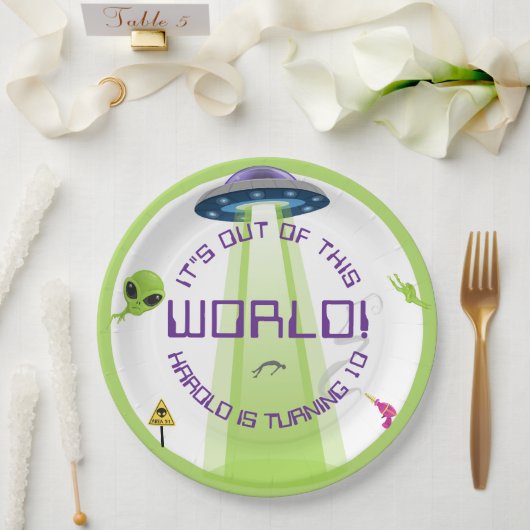 Alien Out of the World Any Age Birthday Pappteller (Hochzeit)