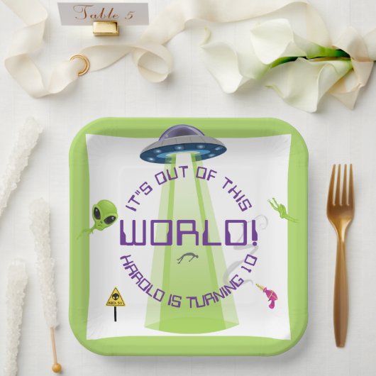 Alien Out of the World Any Age Birthday Pappteller (Hochzeit)