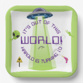 Alien Out of the World Any Age Birthday Pappteller (Vorderseite)