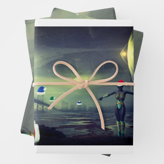 Alien-Packpapier Geschenkpapier Set (Beispiel)