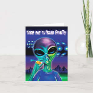Alien Party Note Card - angepasste Nachricht Karte