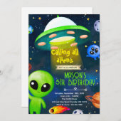 Alien party theme invitation einladung (Vorne/Hinten)