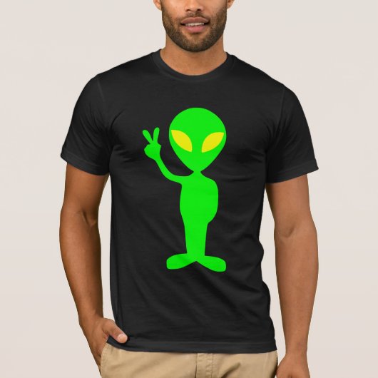 ALIEN PEACE FUNNY T - SHIRT (Vorderseite)