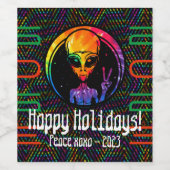Alien Peace Gefärbte Krawatte Space Food and Wine  Weinetikett (Einzelnes Label)