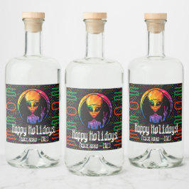 Alien Peace Gefärbte Krawatte Space Liquor and Win Alkoholflaschenetikett