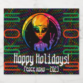 Alien Peace Gefärbte Krawatte Space Liquor and Win Alkoholflaschenetikett (Einzelnes Label)