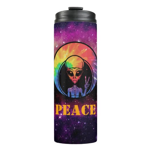 Alien "Peace" Gefärbte Krawatte Space Thermal Tumb Thermosbecher (Vorderseite)