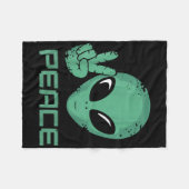 Alien Peace Hippie Ufo Fleecedecke (Vorderseite (Horizontal))