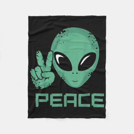 Alien Peace Hippie Ufo Fleecedecke (Vorderseite)