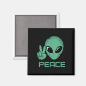 Alien Peace Hippie Ufo Magnet (Vorderseite/Rückseite)