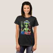 Alien Peace Sign 4. Juli Merica Ufo American F T-Shirt (Vorne ganz)
