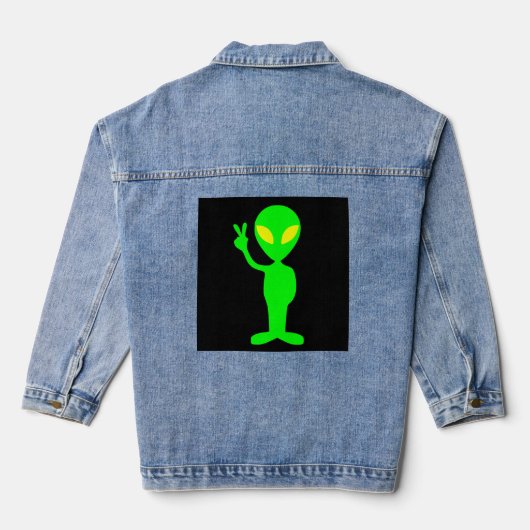 ALIEN PEACE SIGN DENIM JEAN JACKET JEANSJACKE (Rückseite)