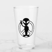 Alien Peace Sign Pint Trinkglas Glas (Vorderseite)