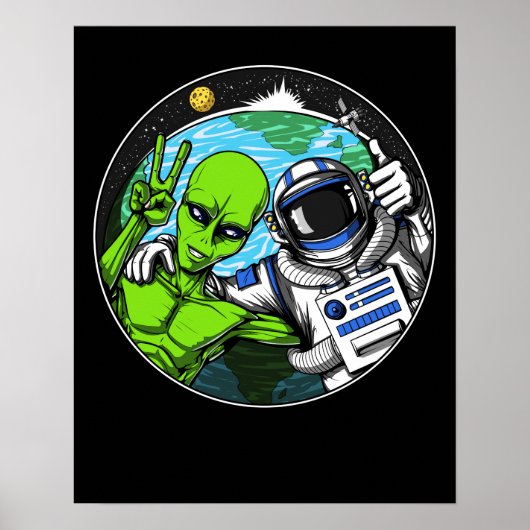 Alien Peace Sign Space Astronaut Poster (Vorne)