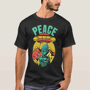 Alien Peace Sign Ufo Raumschiff Alien Glauben Flyi T-Shirt