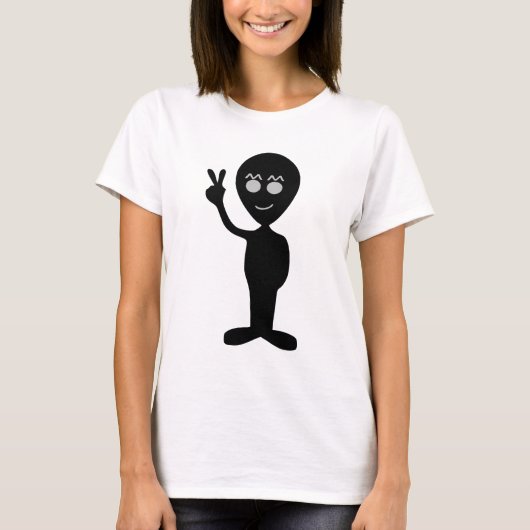 ALIEN PEACE SIGN UFO T - SHIRT (Vorderseite)