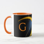 ALIEN PEARL Gelborange Blaue Fraktale Tasse (Links)