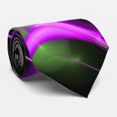ALIEN PEARL Lila grünes Fraktal Wirbel in Schwarz Krawatte (Gerollt)
