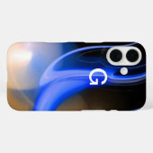 ALIEN PEARL MONOGRAM Blue Brown Fraktals Case-Mate iPhone Hülle (Rückseite (Horizontal))
