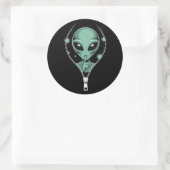 Alien Peeping Runder Aufkleber (Tasche)