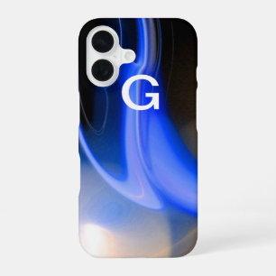 ALIEN PERLEN-MONOGRAMM Blau Braun Fraktale iPhone 16 Hülle