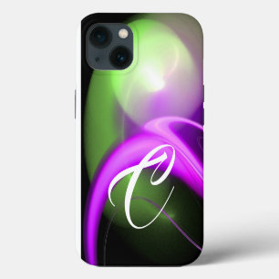 ALIEN PERLEN-MONOGRAMM Grün Lila Rosa Fraktale iPhone 13 Hülle
